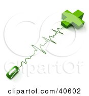 Clipart Illustration Of Green Monitor Waves Connecting A Computer Mouse To A Cross