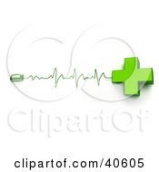 Clipart Illustration Of A Green Cross Connected To A Computer Mouse With Heart Monitor Waves by Frank Boston