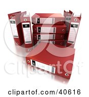 Clipart Illustration Of Unorganized Red Ring Binders With Blank Labels by Frank Boston