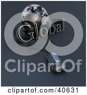 Clipart Illustration Of A 3d Computer Mouse Wired To A Blue Globe And The Word Global by Frank Boston