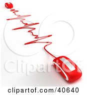 Clipart Illustration Of Two Red 3d Computer Mice Connected At Ends Of A Red Heart Rate Monitor Graph by Frank Boston