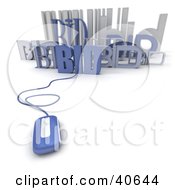 Clipart Illustration Of A Blue 3d Computer Mouse Connected To A Barcode With Bids
