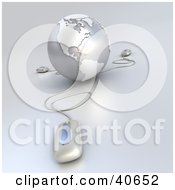 Clipart Illustration Of 3d Computer Mice Connected To A Silver Globe Featuring The Americas by Frank Boston
