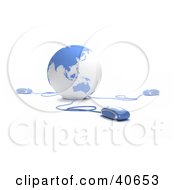 Clipart Illustration Of 3d Computer Mice Extending From A Blue Globe by Frank Boston