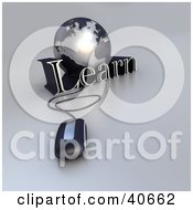Clipart Illustration Of A 3d Computer Mouse Wired To A Silver Globe And The Word Learn