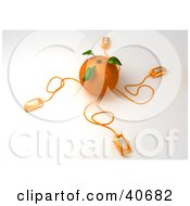 Clipart Illustration Of A 3d Orange Conned To Computer Mice