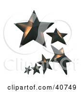 Clipart Illustration Of A Trail Of 3d Metal Nautical Stars