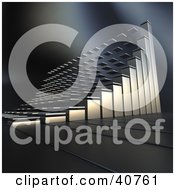 Clipart Illustration Of A Floating Chrome 3d Bar Graph