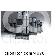 Clipart Illustration Of 3d Gray Server Racks