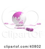 Clipart Illustration Of 3d Computer Mice Connected To A Pink Globe