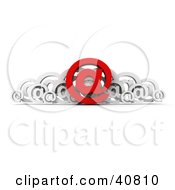 Clipart Illustration Of A Burst Of 3d Red And White Email Arobase At Symbols