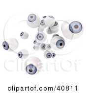 Clipart Illustration Of Blue 3d Floating Eyeballs by Frank Boston