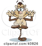 Clipart Illustration Of A Silly Monkey Character Balanced On His Tail And Grinning