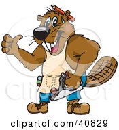 Carpenter Beaver Character Holding A Sander And Giving The Thumbs Up