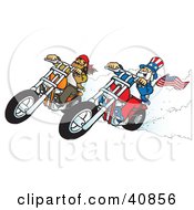 Poster, Art Print Of Bearded Biker Dude Racing Choppers With Uncle Sam