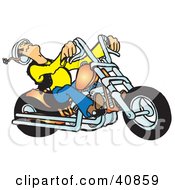 Poster, Art Print Of Biker Dudes Head Falling Back While Riding A Powerful Orange Chopper