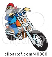 Poster, Art Print Of Bearded Biker Dude Riding His Orange Chopper