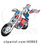 Poster, Art Print Of Carefree Uncle Sam Riding A Chopper