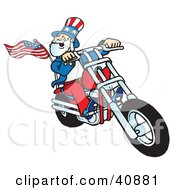 Poster, Art Print Of Uncle Sam Biker Dude Riding A Chopper