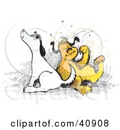 Poster, Art Print Of Two Itchy Dogs Scratching And Howling