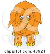 Clipart Illustration Of A Curious Orange Elephant Facing Front by Snowy