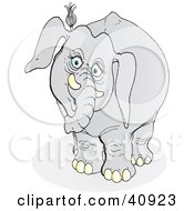 Clipart Illustration Of A Nosy Gray Elephant Eavesdropping by Snowy