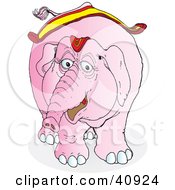Friendly Pink Circus Elephant In Riding Gear