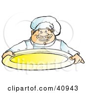 Poster, Art Print Of Friendly Male Chef Holding An Empty Platter