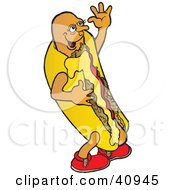 Clipart Illustration Of A Tempting Chili Hot Dog Waving by Snowy #COLLC40945-0092