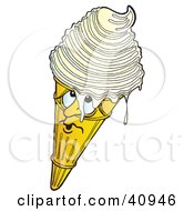 Grumpy Melting Ice Cream Cone Character