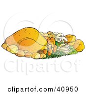 Poster, Art Print Of Chicken Or Turkey Dinner With Veggies And Rolls
