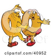 Clipart Illustration Of A Couple Of Dancing Donuts