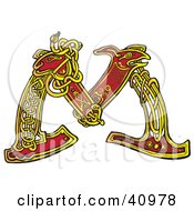 Clipart Illustration Of A Red And Yellow Medieval Letter M