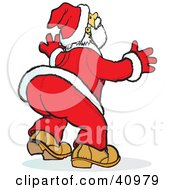 Clipart Illustration Of Santa In A Red Suit Looking Upwards by Snowy