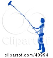 Clipart Illustration Of A Blue Silhouetted Sound Technician Working In A Studio