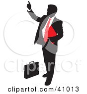 Poster, Art Print Of Red And Black Silhouette Of A Businessman Pointing