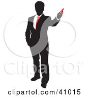 Poster, Art Print Of Red And Black Silhouette Of A Businessman Holding A Red Object