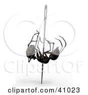 Clipart Illustration Of A 3d Ant Pinned With A Needle