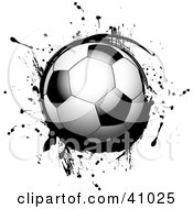 Poster, Art Print Of Shiny Soccer Ball On Black Grunge