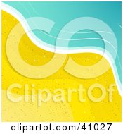Clipart Illustration Of Green Ocean Surf Washing Up On A Wavy Sandy Beach