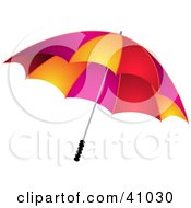 Clipart Illustration Of A Protective Red Pink And Orange Umbrella by elaineitalia