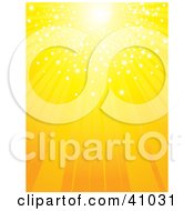 Poster, Art Print Of Bright Yellow Sun With Sparkling Light Shining Down