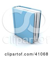 Clipart Illustration Of A Single Blue Text Book Standing Upright by KJ Pargeter