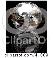 Poster, Art Print Of Chrome Binary World Circled In Yellow And Red Binary Bands