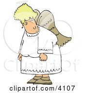 Angel With Wings Looking At Something Clipart