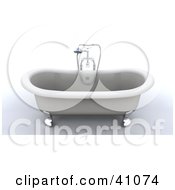Poster, Art Print Of 3d Roll Top Bath Tub And Taps With A Chrome Shower Attachment