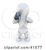 Clipart Illustration Of A 3d White Character Recording Home Videos