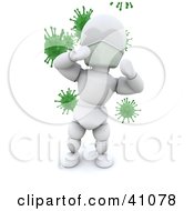 White Character Doctor Standing In Front Of Green Virus Bacteria