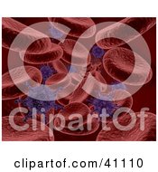 Clipart Illustration Of Purple Bacteria Attacking Red Blood Cells