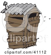 Poster, Art Print Of Stinky Wooden Outhouse With Flies